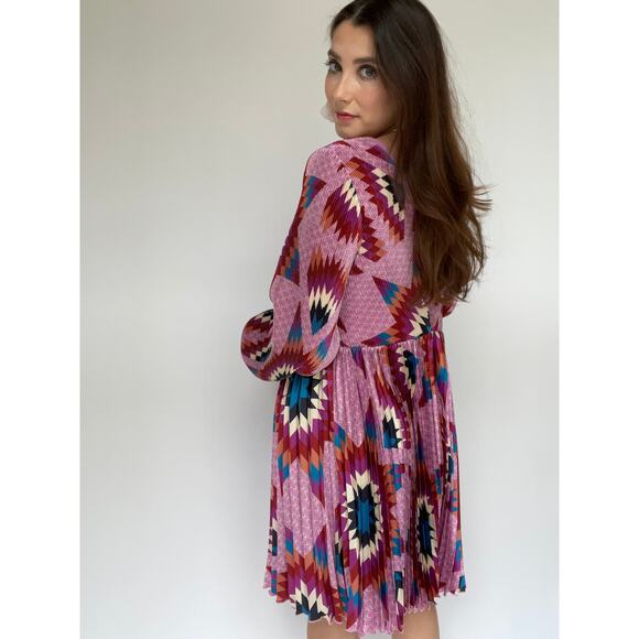 Vibrant Pink Patterned Mini Dress - Picture 7 of 11